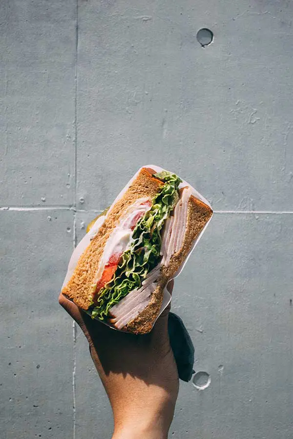 Overhead shot of deli sandwich